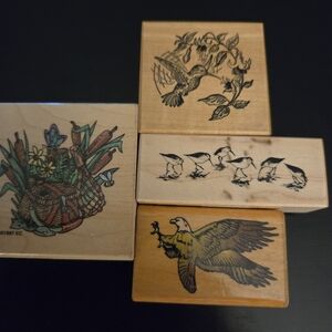NWT Wooden Bird Stamp Set
